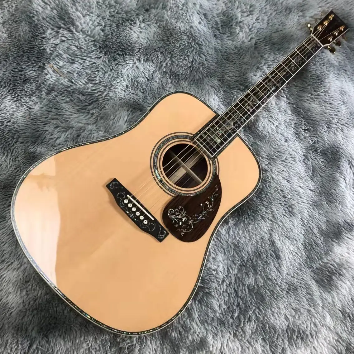 

41 inch full abalone inlaid black finger D45 series acoustic guitar