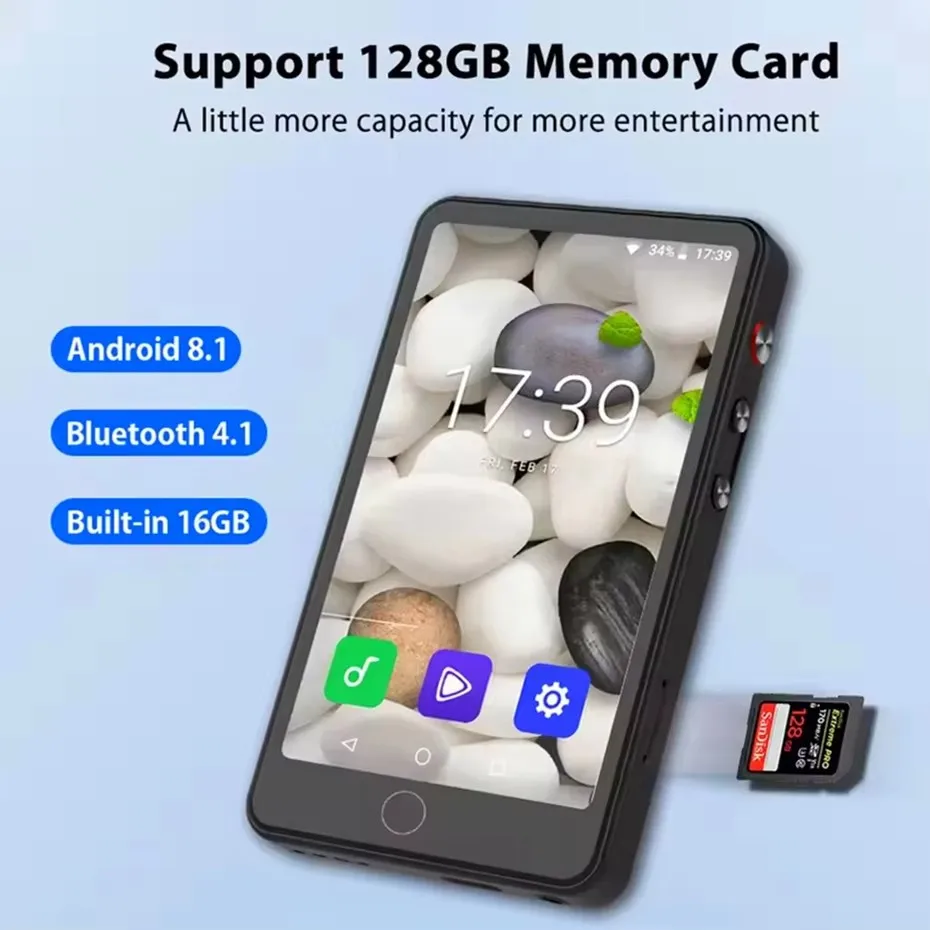

Android-плеер MP4 с Wi-Fi и Bluetooth, 16 ГБ, 4-дюймовый сенсорный экран, воспроизведение музыки MP3, поддержка видео, FM-радио, электронных книг, диктофона