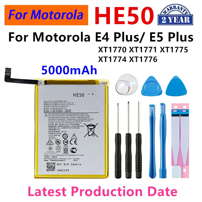 

100% Original HE50 5000mAh Battery For Motorola Moto E4 PLUS/ E5 PLUS XT1770 XT1771 XT1775 XT1774 XT1776 +Tools