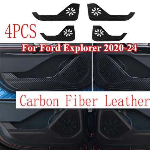 

Для Ford Explorer 2020-24 углеродное волокно из искусственной кожи, дверная противоударная панель, защитная накладка