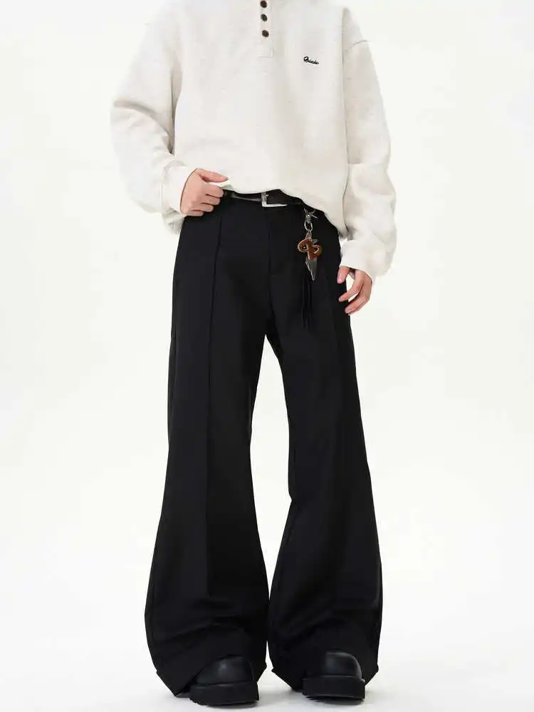 Women's Black Goth Flare Pants Harajuku Oversize Boyfriend style Urban Suits Pants Japanese 2000s Style Y2k Vintage Emo Trousers