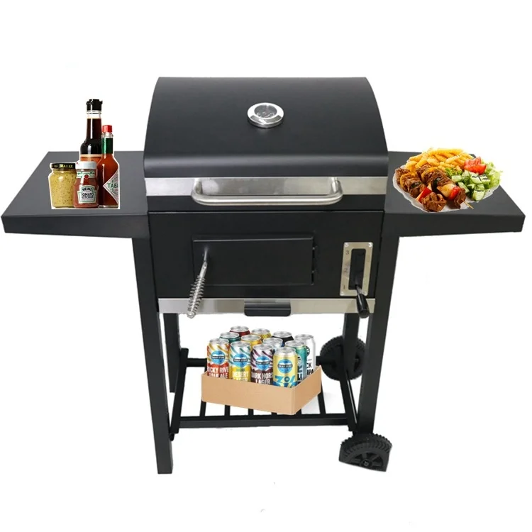 Courtyard barbecue grill villa smoked barbecue grill thickened outdoor push-type barbecue grill BBQ holiday camping stove