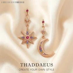Drop Earring Star & Moon Vintage Gift For Women High Quality Rose Gold Color 925 Sterling Silver Fashion Jewelry