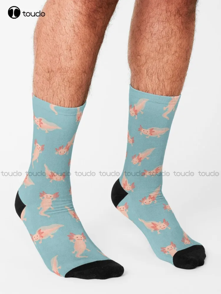 Axolotl Salamander Salamanders Socks Fun Socks Personalized Custom Unisex Adult Teen Youth Socks 360° Digital Print Harajuku Art