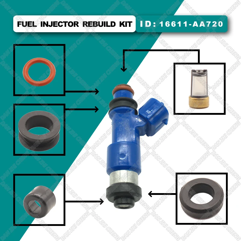 

Fuel Injector Service Repair Kit Filters Orings Seals Grommets for Subaru WRX / STI 16611-AA720 2.5L 842-12341