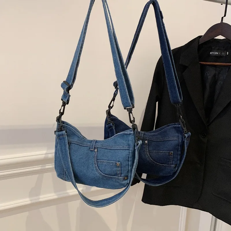 New Women's Shoulder Bag Fashionable and High-quality Denim Handbag Literary and Versatile Student Class Messenger Bag