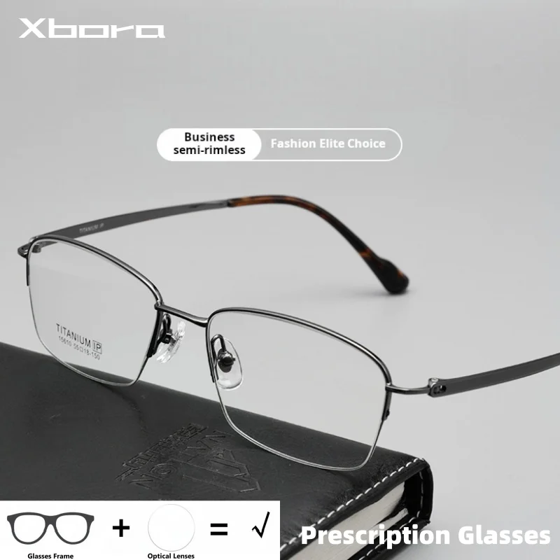 

Xbora 2025 New Arrivals Half-frame Prescription Eyeglass Anti Blue Ray Photochromic Square Optical Glasses for Men X15610T