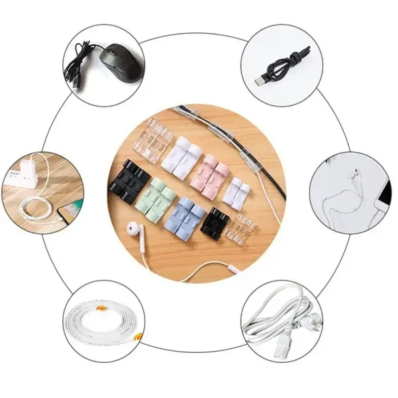 20Pcs Cable Organizer Clips Self-Adhesive Cable Clips Organizer Drop Wire Holder USB Charging Data Line Cord Management Winder