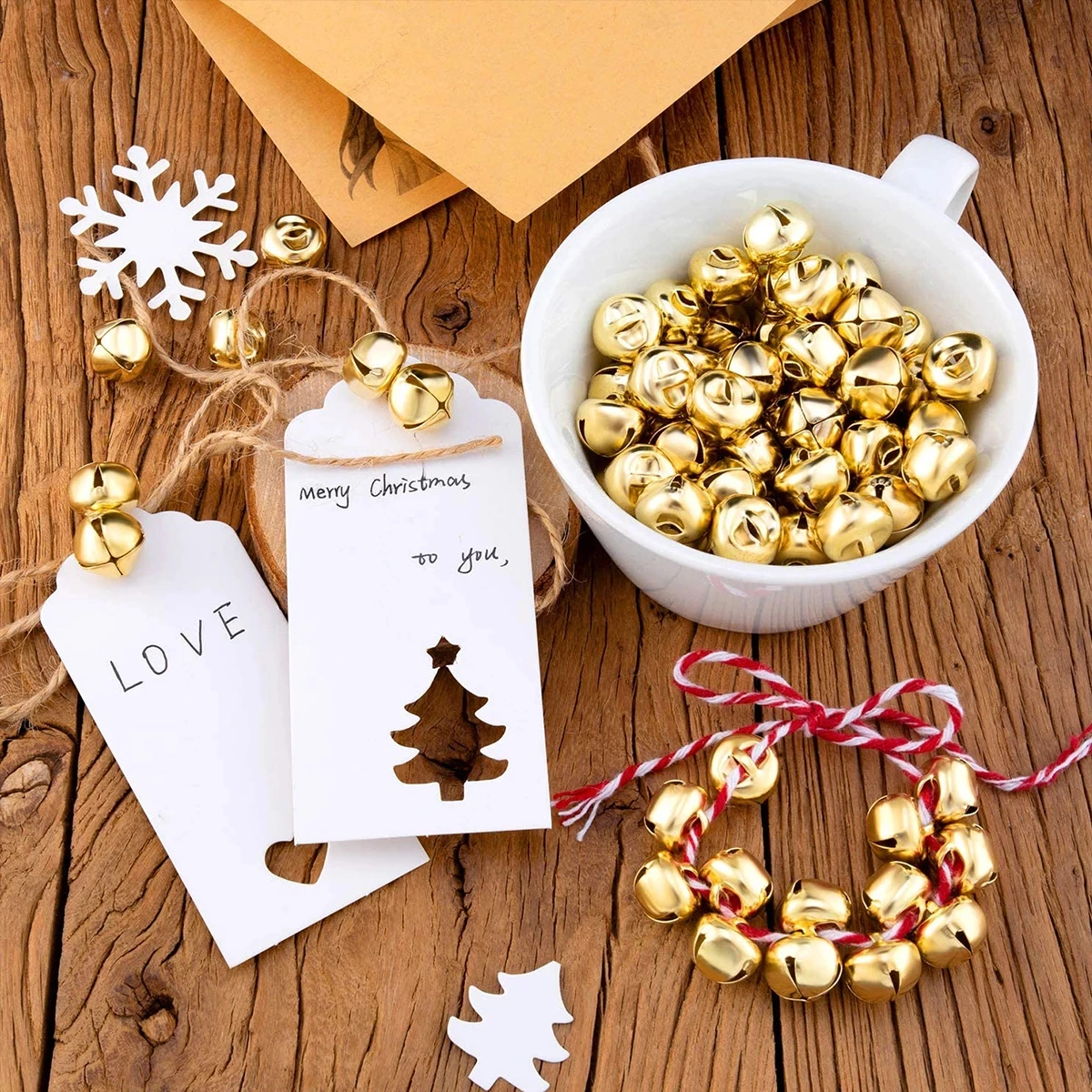 100Pcs/lot Christmas Gold Silver Jingle Bells Diy Charms Craft Metal Bells for Wreath Home Festival Wedding Xmas Tree Decoration