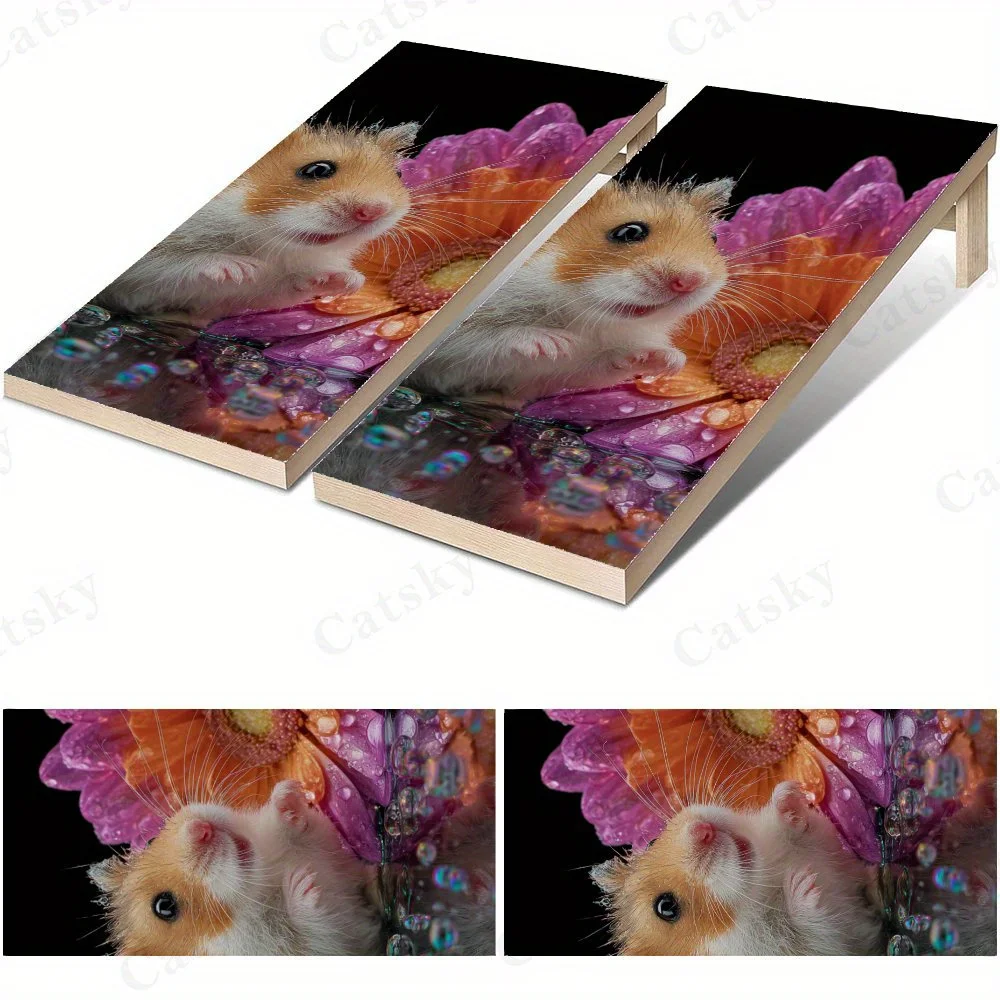 Hamster Under Flower Cute Sticker,High Value! 2D Flat Vinyl Sandboard Decals - Budget-Friendly and High Value, Bubble-Free and E
