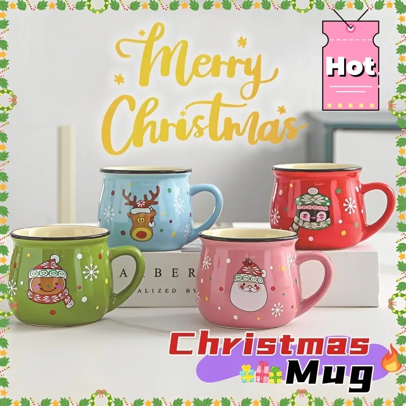 Ceramic Christmas Mug Cartoon Santa Coffee Cup Baking Shop Dessert Cup Coffee Breakfast Cup Children\'s Cup Christmas Decor Gifts