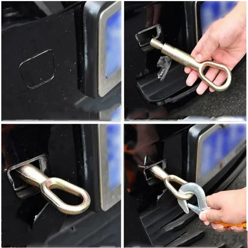 عالية القوة النايلون حبل للسحب حزام العالمي سيارة الطوارئ طبقة مزدوجة حبل للسحب حزام السنانير 4 متر 5 طن اكسسوارات السيارات #4