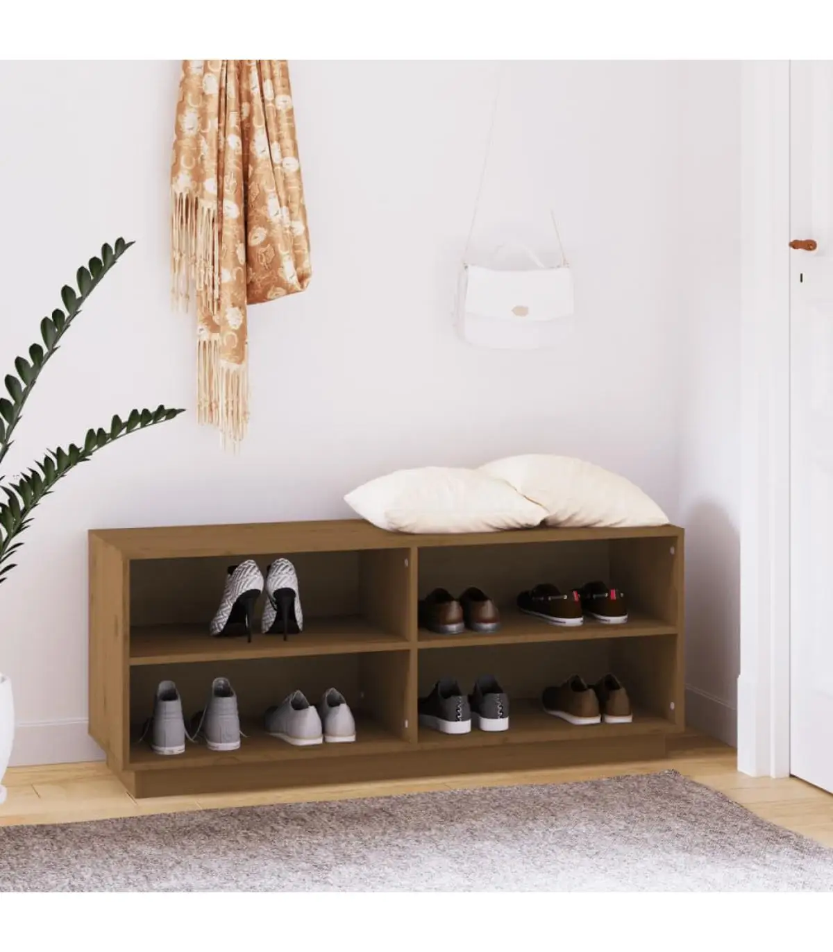 Shoe manufacturers and shoe organizers shoe cabinet solid wood pine brown honey 110x34x45 cm