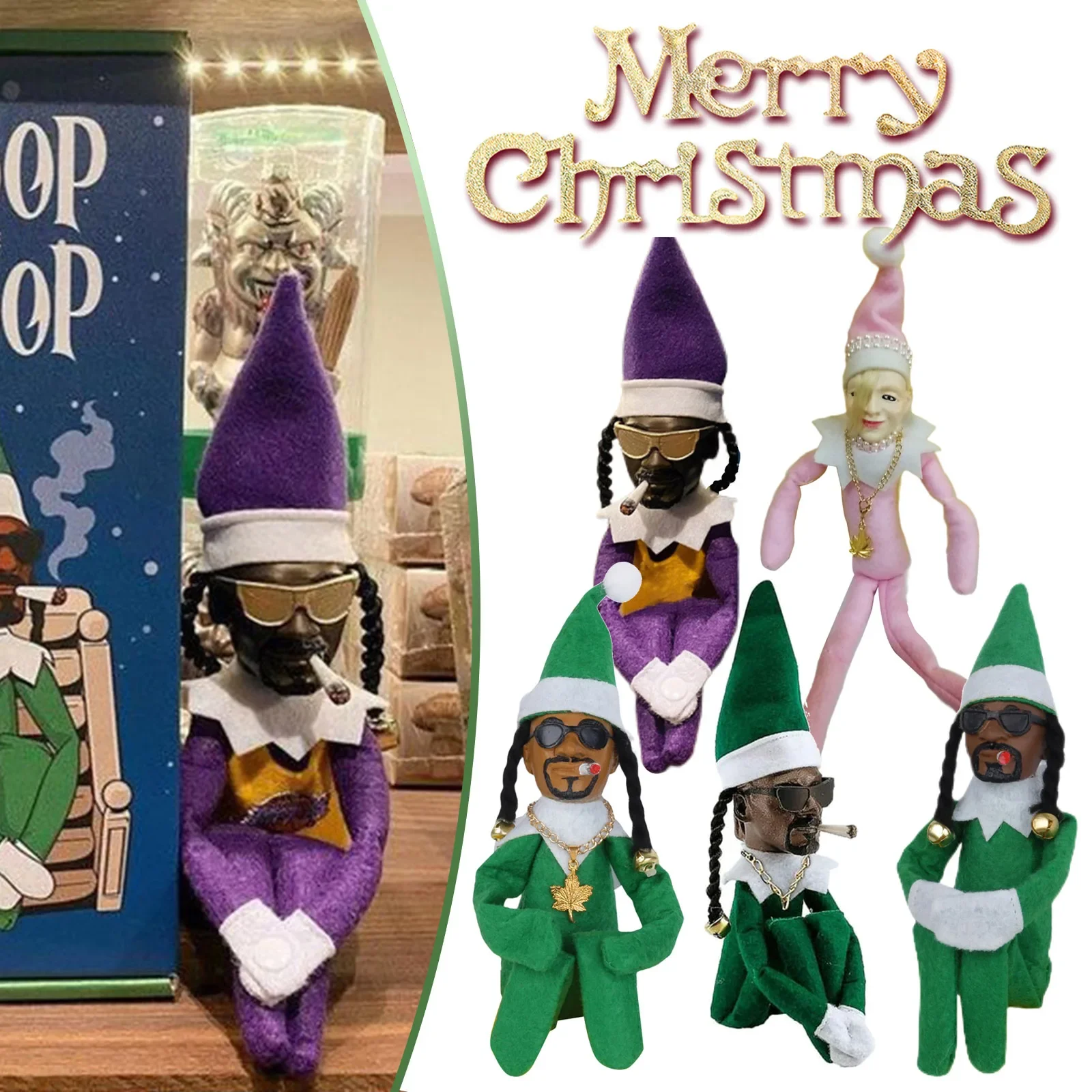 1/2pcs Snoop on A Stoop Christmas Elf Doll 2024 Christmas Decorations Festive Atmosphere Doll Ornament New Year Xmas Gift