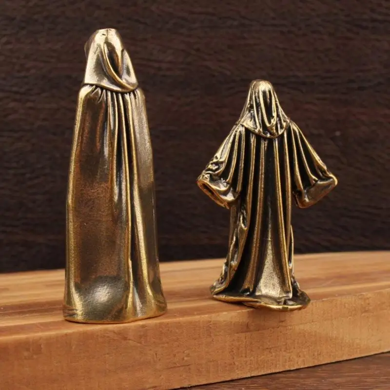 Mini-Schleiermann-Figur ohne Gesicht, Vintage-Messingstatue, kleines Dekorationsstück für das Arbeitszimmer, Schreibtisch, Weihnachtsgeschenk – Detail 4