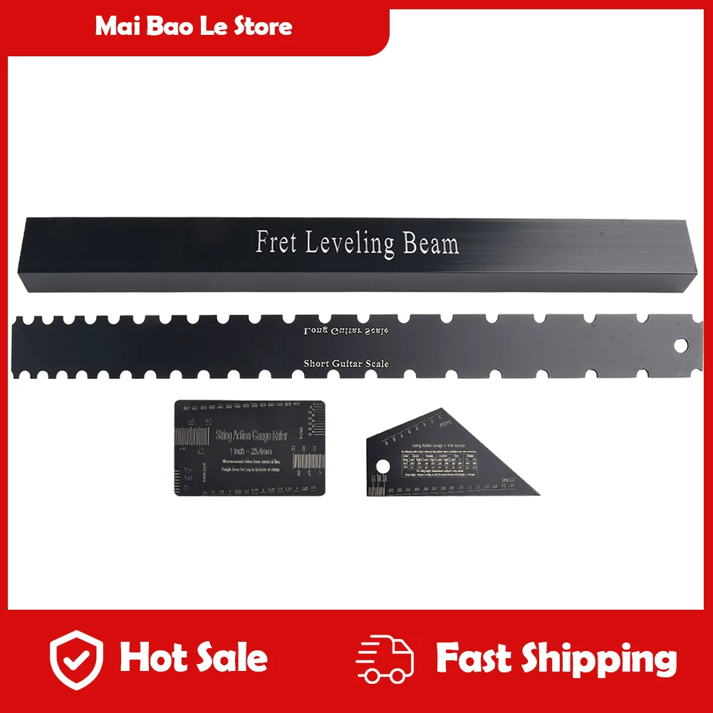 

4 шт. инструменты для мастеров, гитарный гриф, прямой край, лад, выравнивающая балка, набор линеек, набор инструментов из нержавеющей стали для гитары, черный