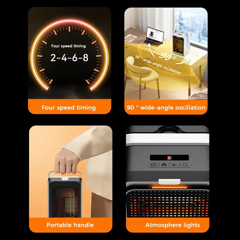 Portable Desktop PTC quick heating shaking head electric both cooling and heating small household With Remote Control 1000W