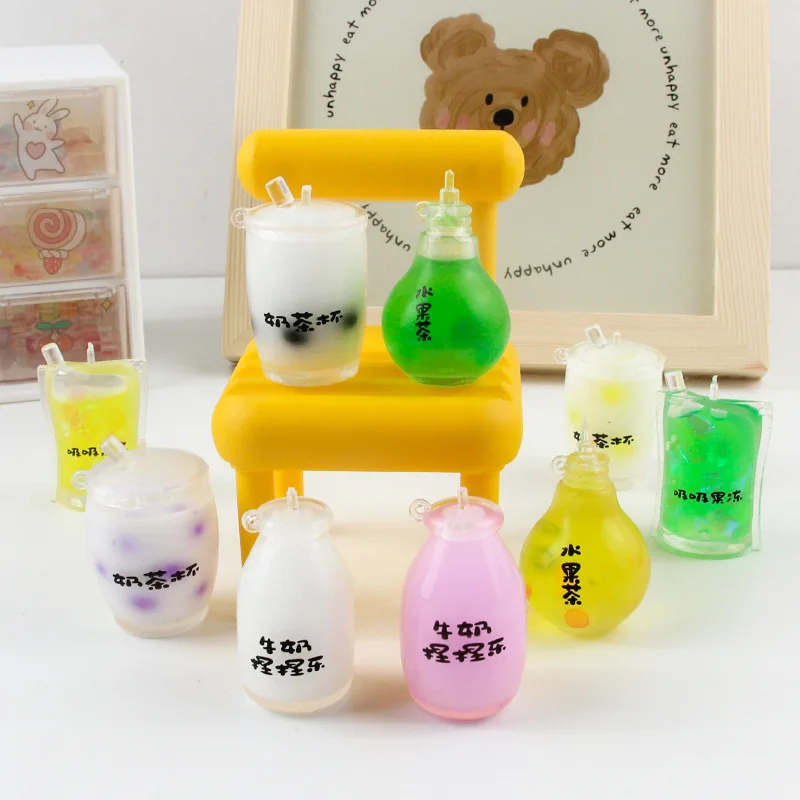 Set 4 Buah Cangkir Jelly Lucu Mini Baru Musim Panas, Cangkir Teh Susu Buah, Mainan Sensorik Peras, Bola Air Dengan Butiran Air, Hadiah Untuk Anak Perempuan