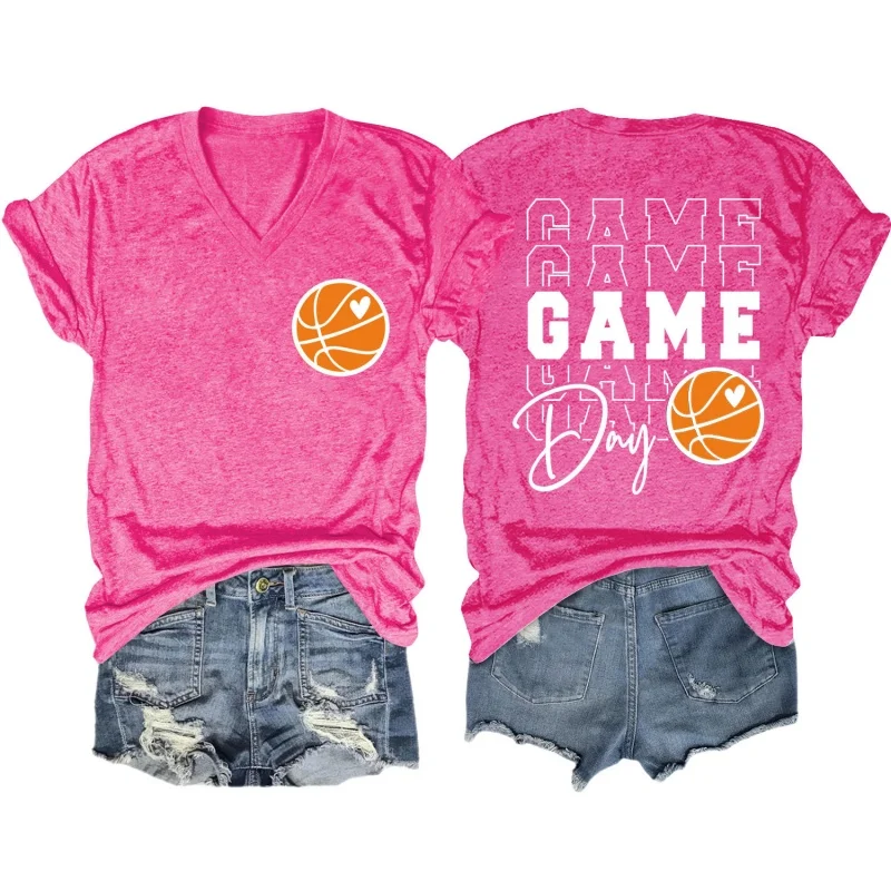 

Футболка в корейском стиле, с коротким рукавом, V-образным вырезом, новинка лета 2026, свободного кроя, элегантный и универсальный топ