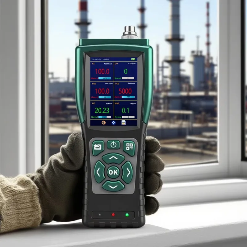 Expl osive 6-in-1 detectiecomponentmeting PH3 HCL Handpomp Zuig Multi-g a s-analysatoren HCN CLO2 SIH4 CH3BR Alarm