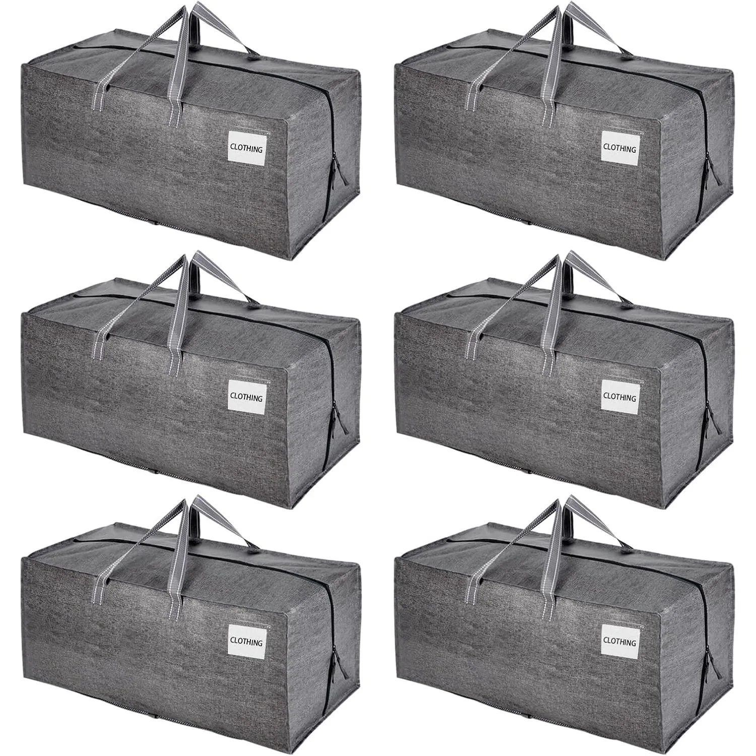 

6 Pack Moving Bags w/Backpack Straps, Heavy Duty, Moving Boxes Alternative, Packing Supplies, Large Storage Totes (Gray)