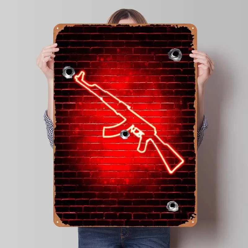

Ak47 Metal Sign Customizable Poster Wall Decoration Retro Tinplate Sign for Bar Wall Art Decoration Bath Room Decor Aesthetics