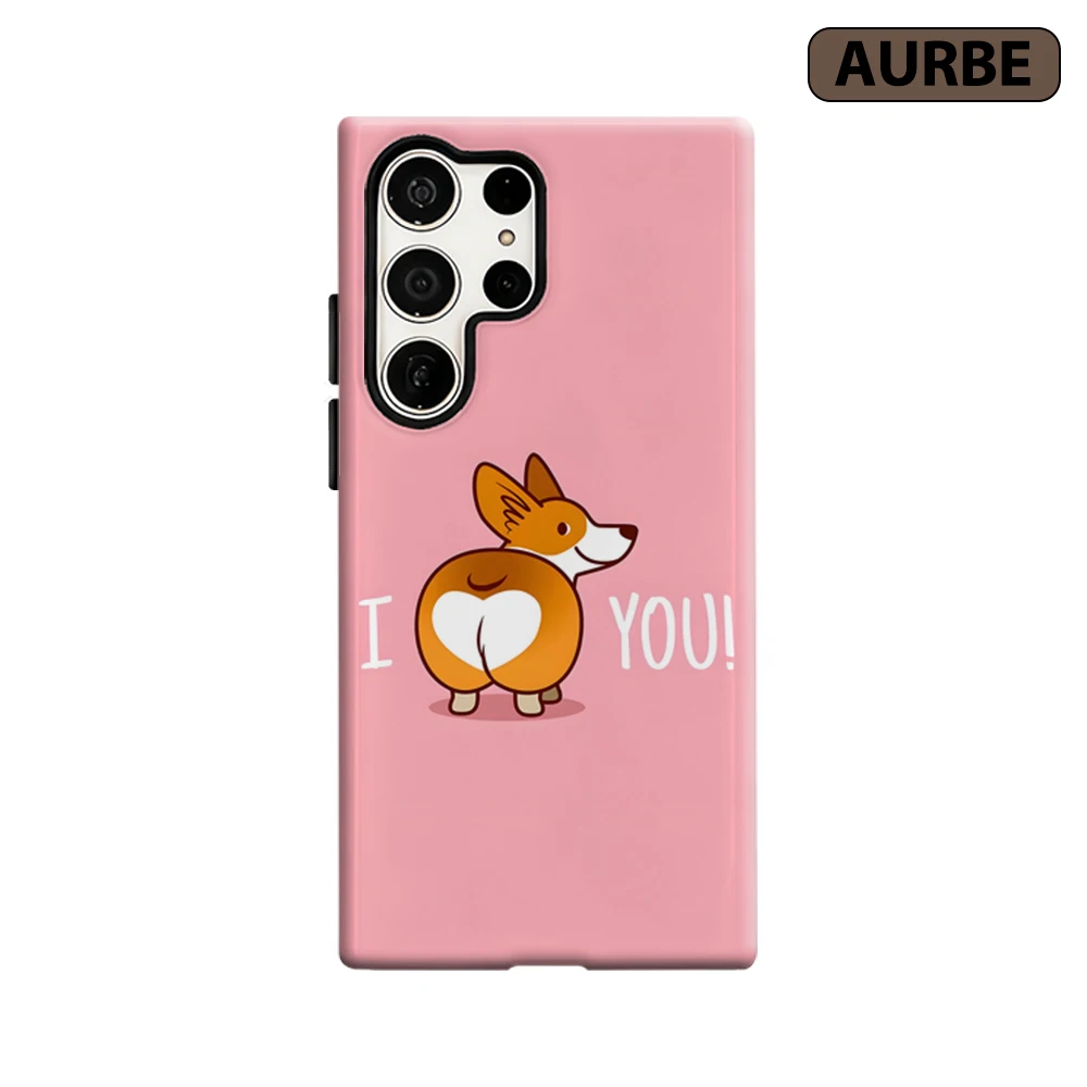 Corgi Love Butt Phone Case for Samsung Galaxy S26 S25 Ultra S24 S23 Ultra Plus Shockproof Double Layer Tough Back Cover