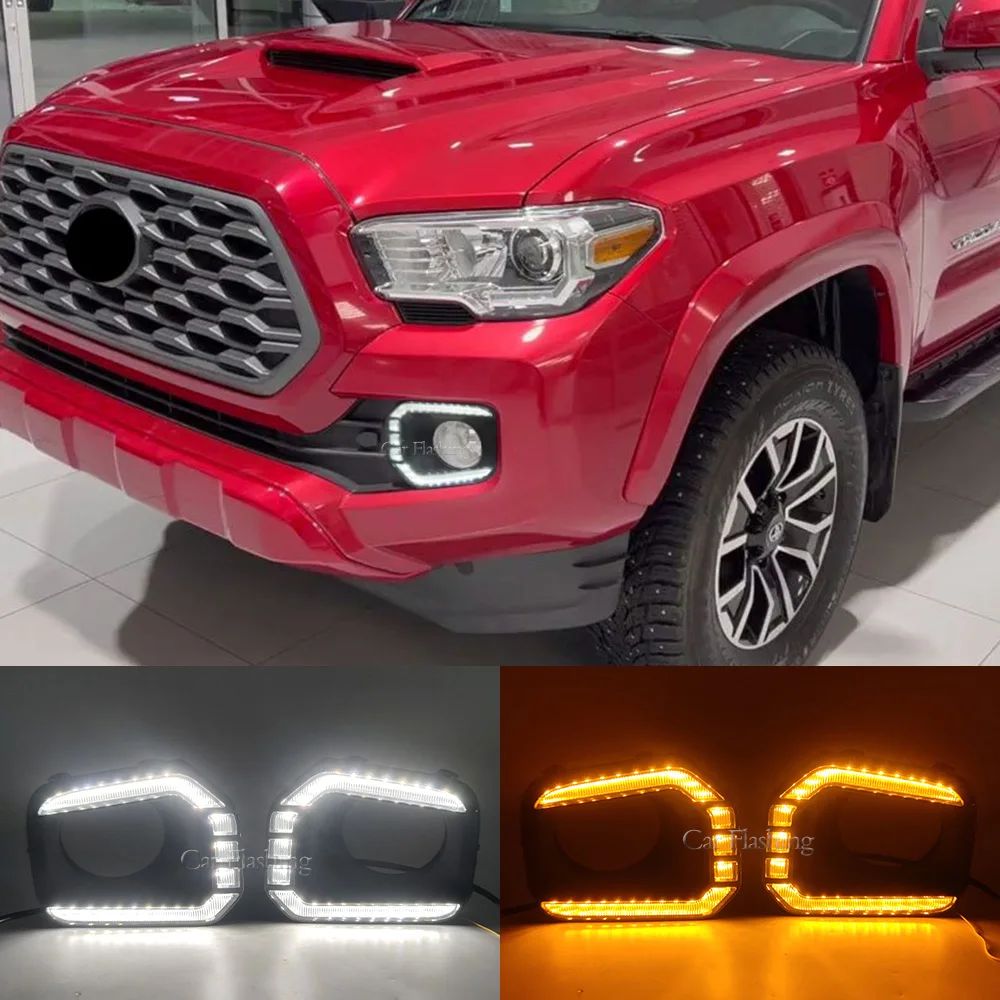

LED Angel eyes Fog Lamps For Toyota Tacoma 2016 2017 2018 2019 2020 2021 2022 DRL Daytime Running Lights Front Bumper Foglight