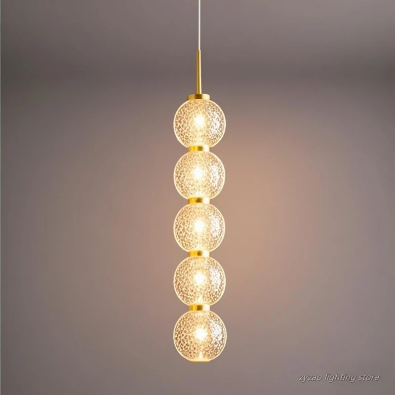 Transparent Acrylic Ball LED Bedside Pendant Lights Bedroom Parlor Dining Room Hanging Lamp Height Adjustable Dropshipping