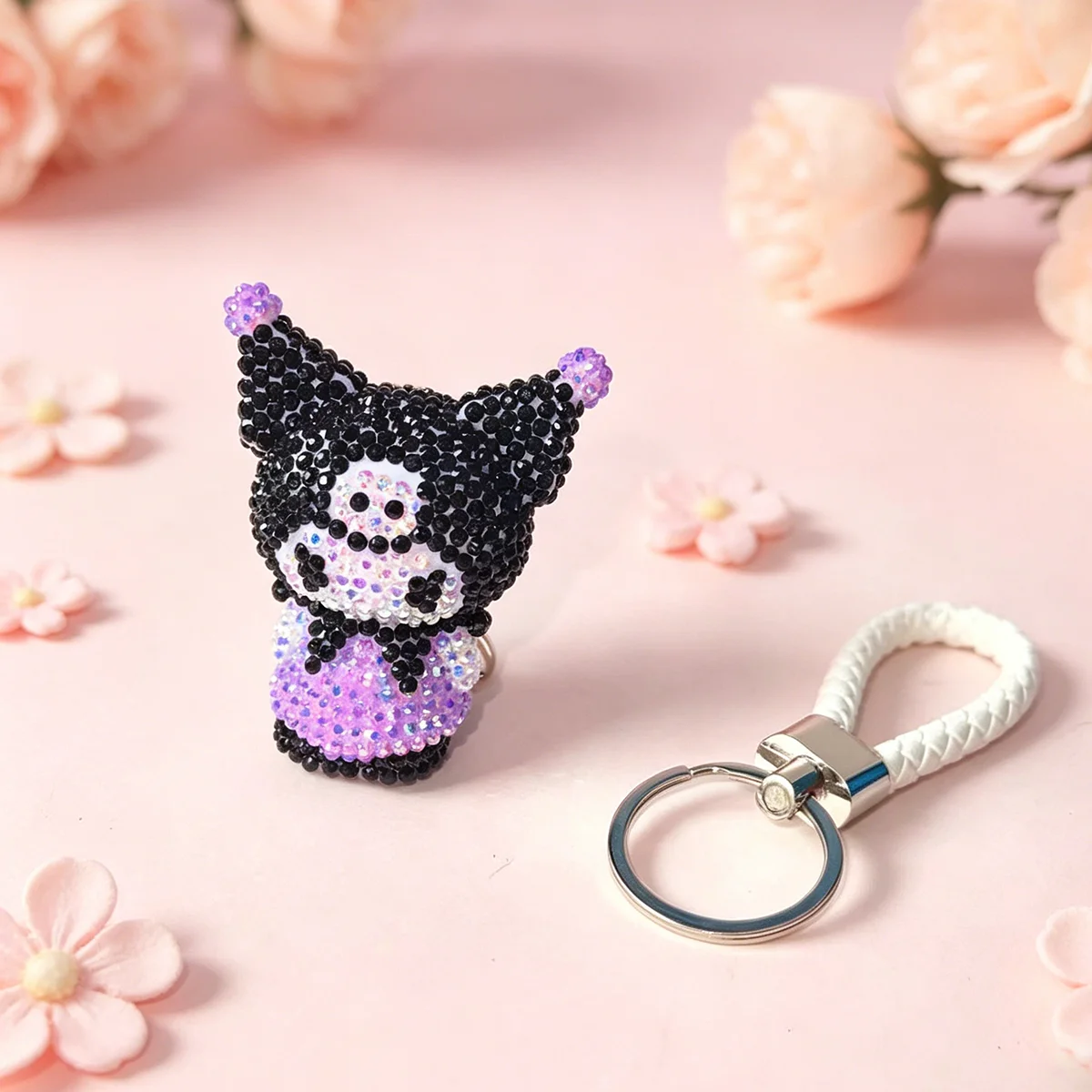 Hot Selling Kuromi My Melody 5D DIY Cartoon Rhinestone Studded Keychain Kids Gift Bag Pendant Pendant