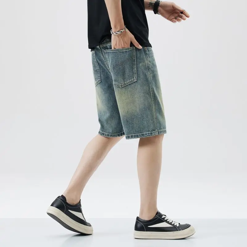 

Мужские брюки, удобные повседневные джинсовые шорты, мужская брендовая одежда, черные, светлые, однотонные, мужские джинсовые шорты с несколькими карманами