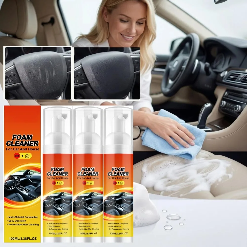 100ml Car Interior Leather Cleaning Agent Multifunctional Foam Cleaner Spray Strong Decontamination Ceiling Seat Cleaner 1/3/5PC