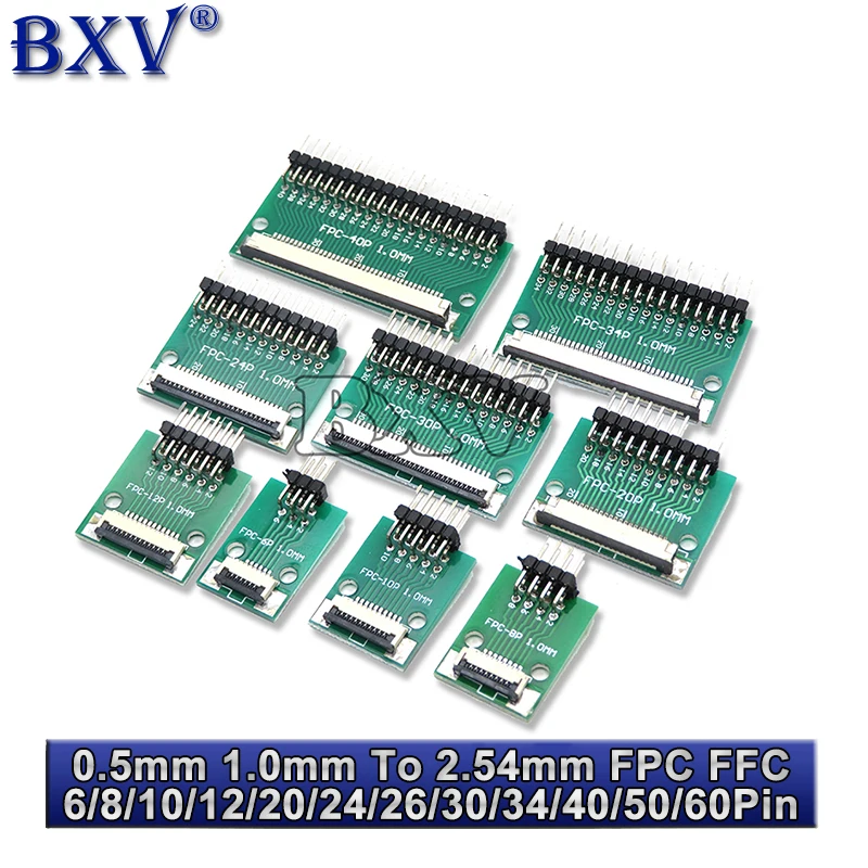 FPC FFC 0.5mm 1.0mm To 2.54mm 6 8 10 12 20 24 26 30 34 40 50 60 80 Pin Adapter Board Connector Straight Needle And Curved Pin