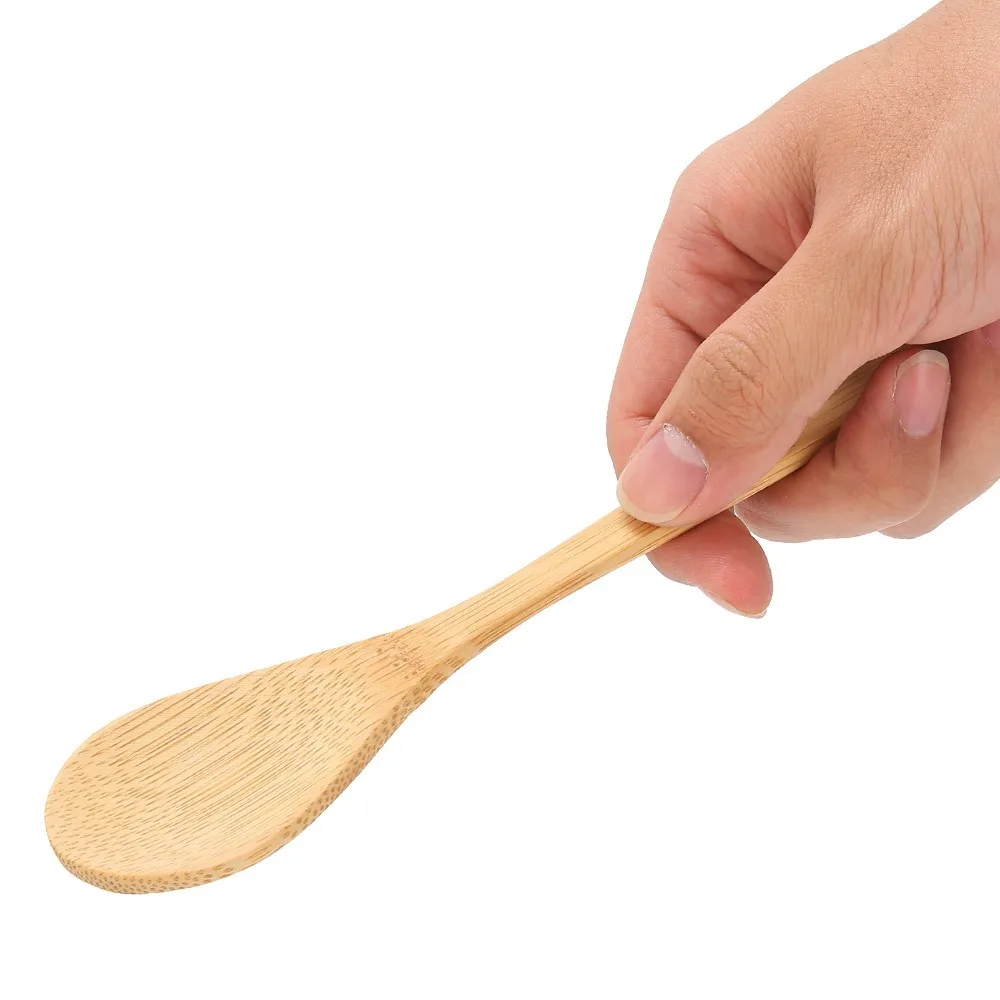 6Pcs Bamboos Eating Set Multi Piece Combination Smooth Sanded Fork Spoon Kit Bamboos Grain Texture Practical Flatware Kit