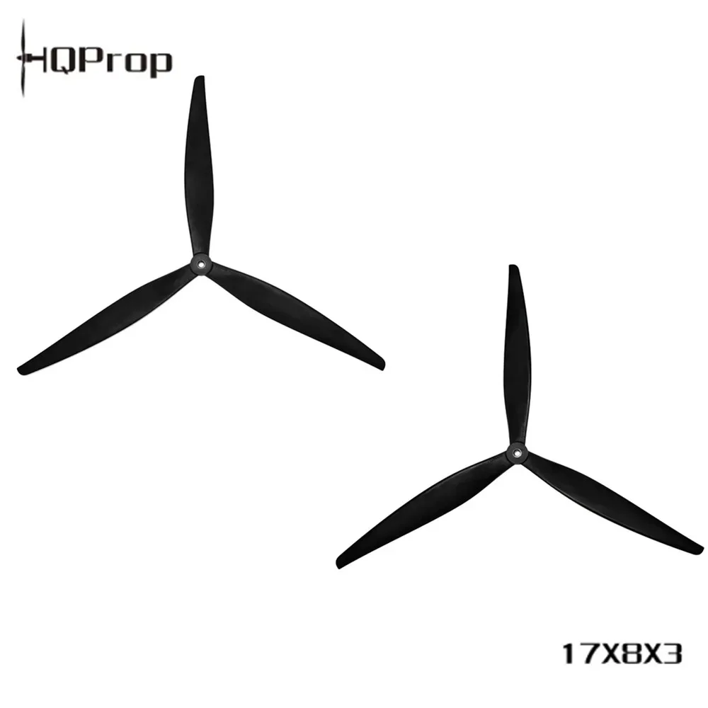 HQProp 17X8X3 Black-Glass Fiber Reinforced Nylon 3 Blades 8 Pitch 12mm Hub Thickness for Long-Range FPV Drone