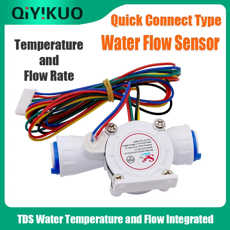 TDS Integrated Water Temperature and Flow, Quick Connect Sensor Hall Flowmeter MH-02