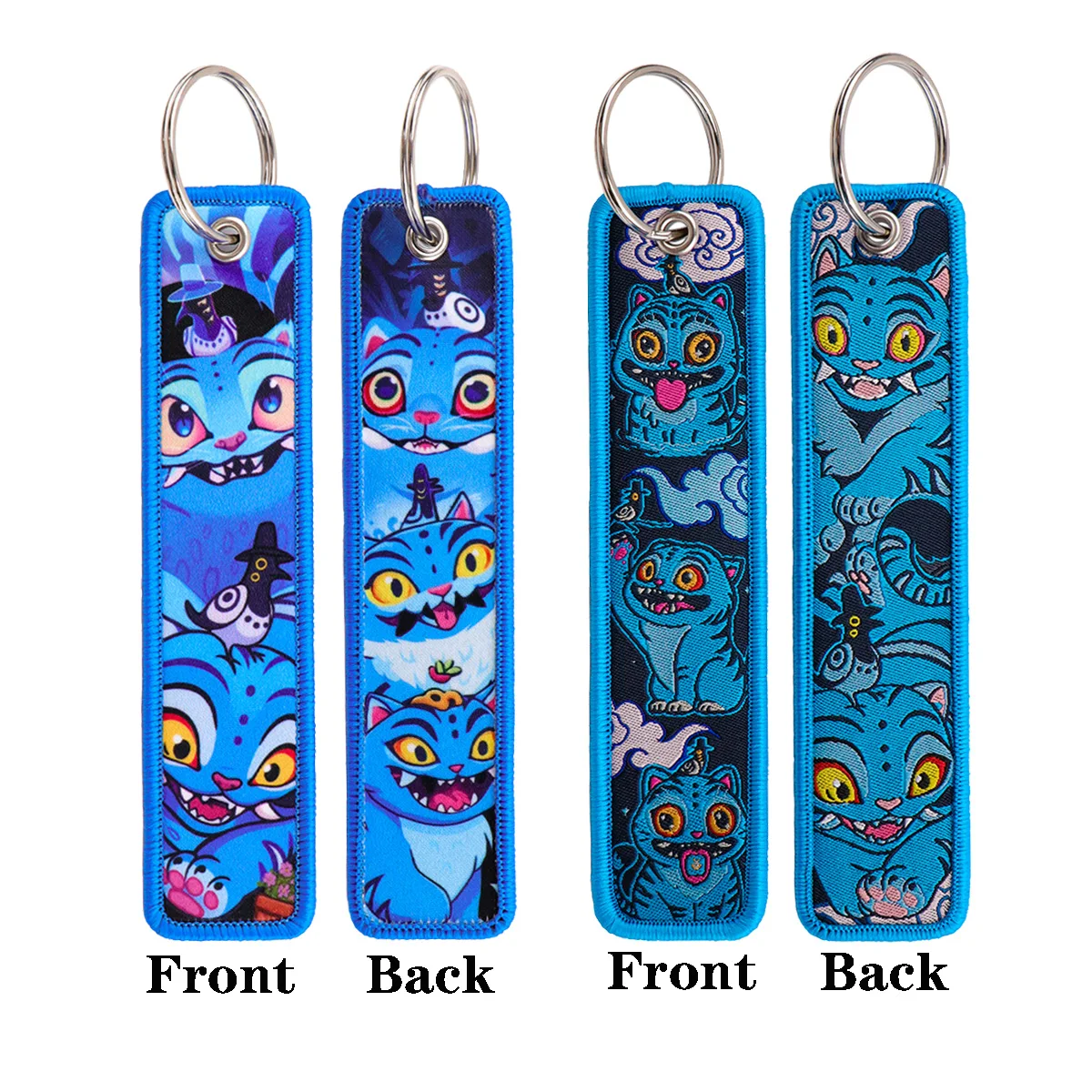 

Blue Cat Monster Embroidery Keychain Key Tag For Motorcycles Cars Backpack Chaveiro Fashion Keyring Accessories Gifts for Friend