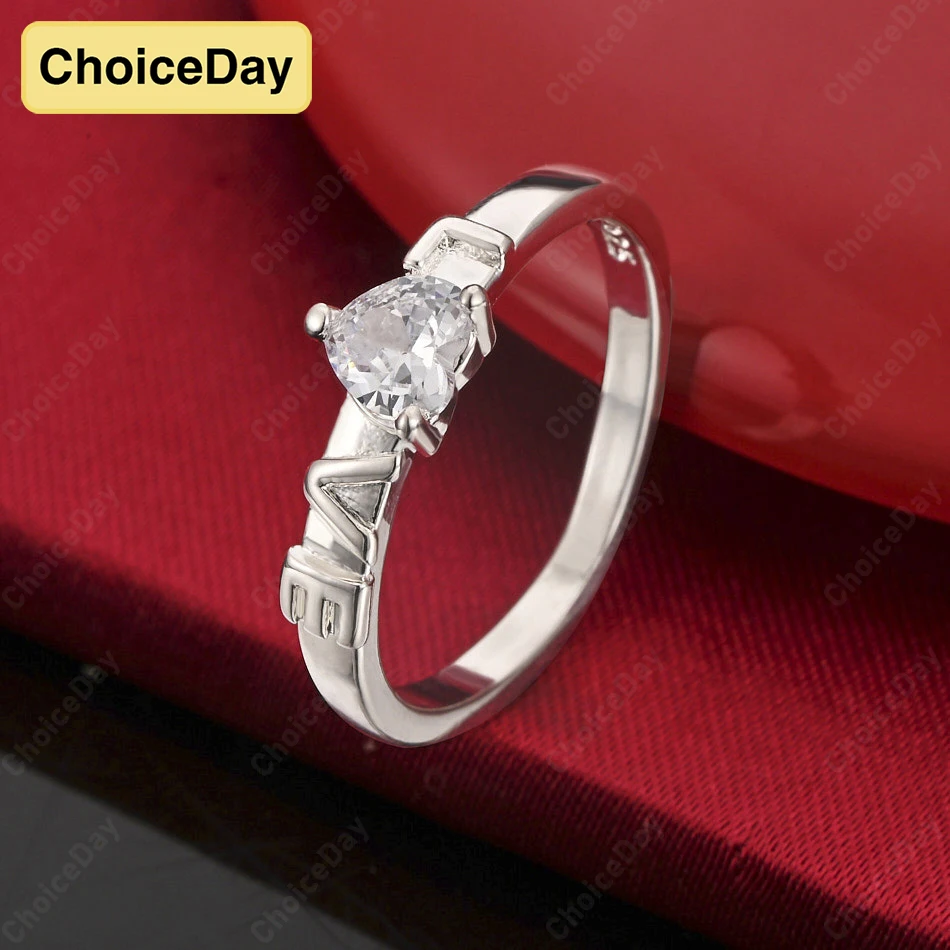 

ChoiceDay 925 Sterling Silver 7/8/9/10 Exquisite Heart Shaped Zirconia Ring Women's Gift Wedding Accessories Jewelry