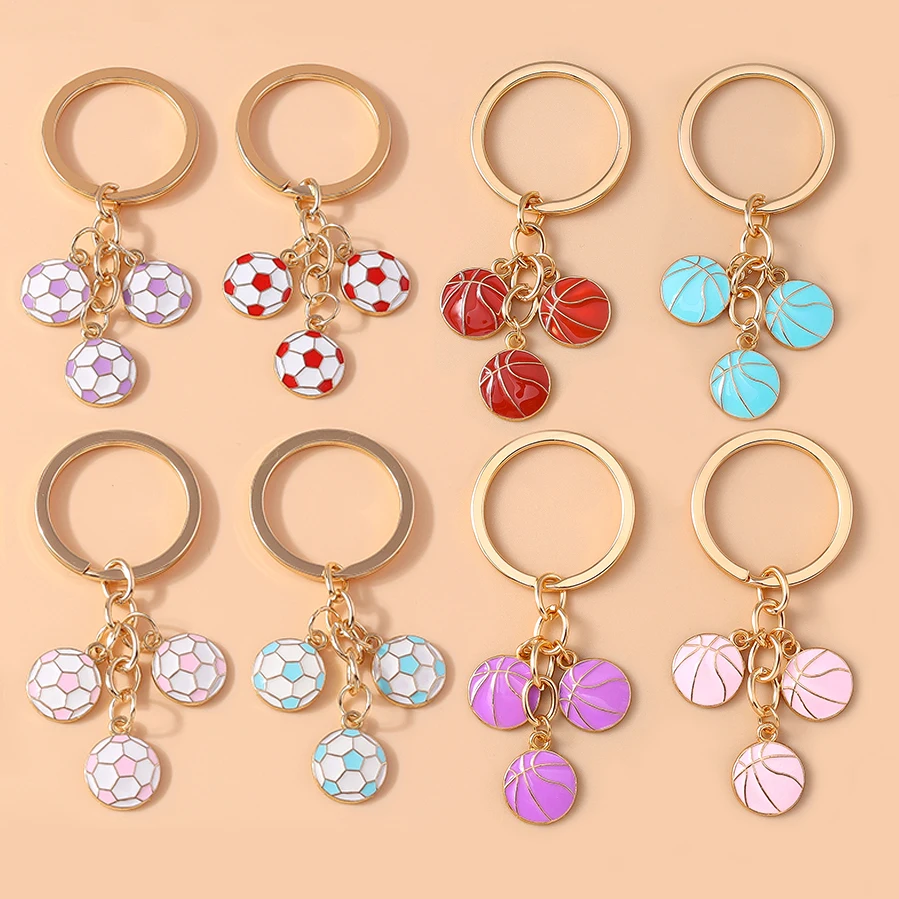 Aihua Fashion Enamel Football Soccer Keychain Men Women Sports Fans Basketball Keychain Bag Pendant Key Ring Boyfriend Gifts