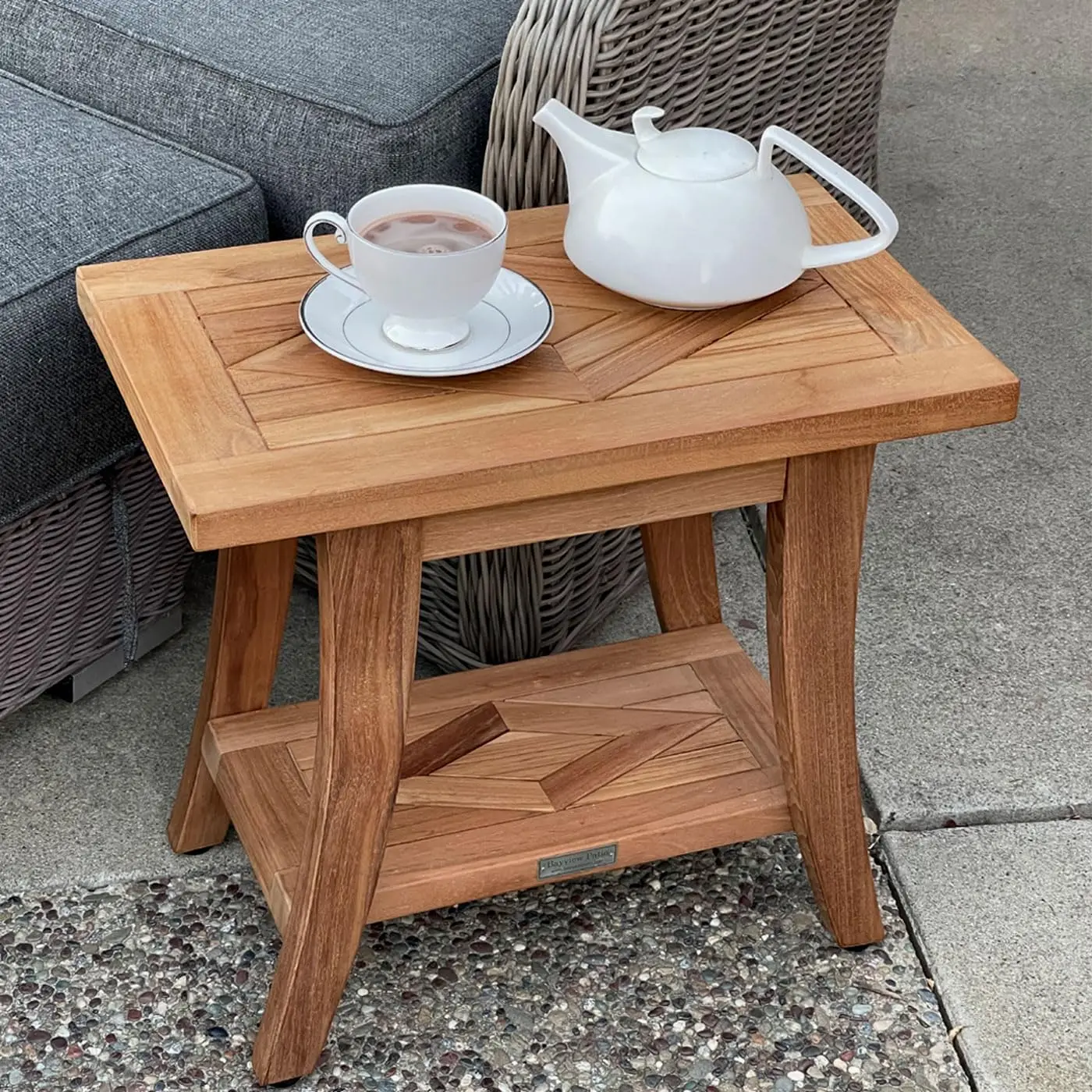 Nautica Teak Shower Bench with Shelf, Shower Stool for Bath Tub or Spa or Sauna, Shower Bench for Elderly, Indoor, Customized