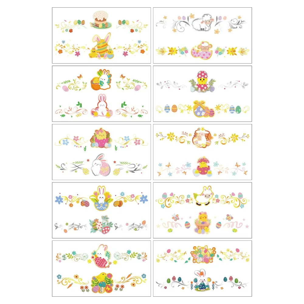 

Wrist Arm Face Leg Easter Wrist Tattoo Sticker Rabbit Carrot Eggs Cartoon Face Temporary Tattoo Long Lasting Disposable