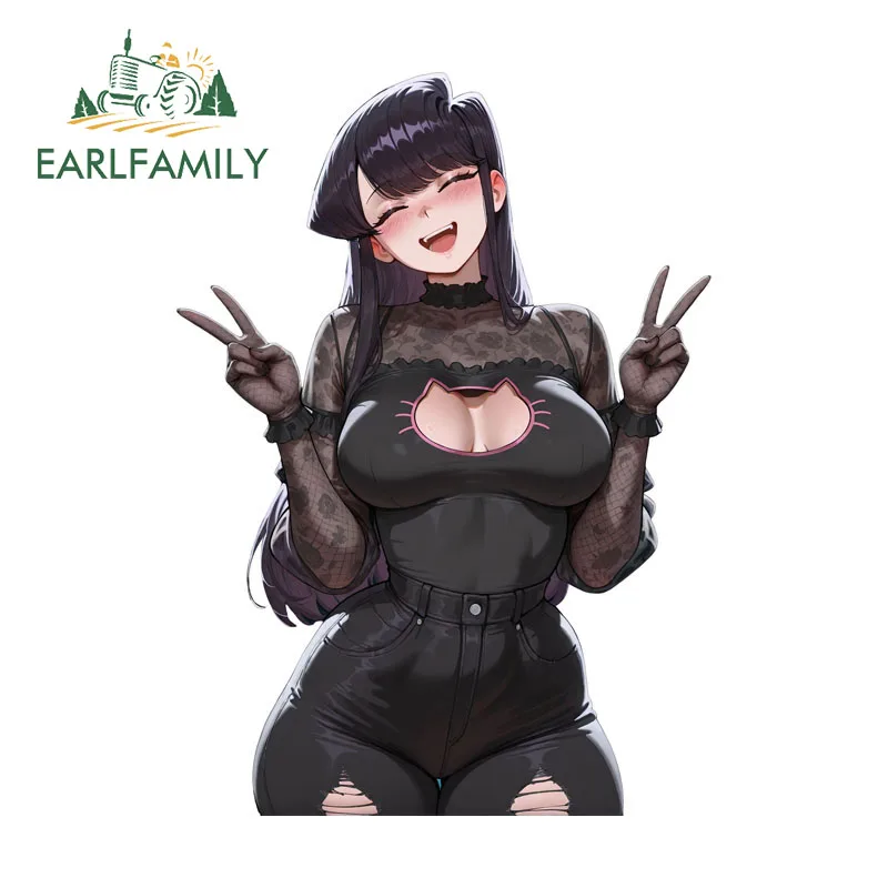 

EARLFAMILY Smile Komi Shouko: Художественная виниловая наклейка для автомобиля в стиле граффити, для гонок и дрифта, солнцезащитная