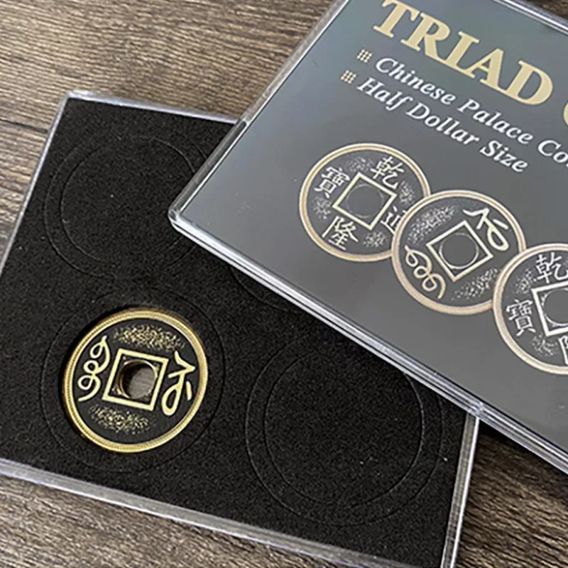 Triad Coins Chinese Palace Coin by Joshua Jay Three Coin Vanish Appear Change System Double Shell Magic Tricks Close Up Illusion