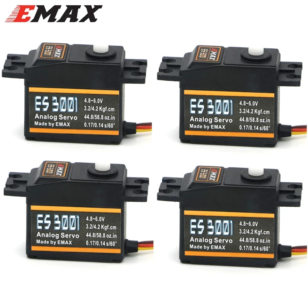 EMAX ES3001 4.8-6.0V 43g Plastic Gear Standard Analog Servo For RC Helicopter Boat Airplane