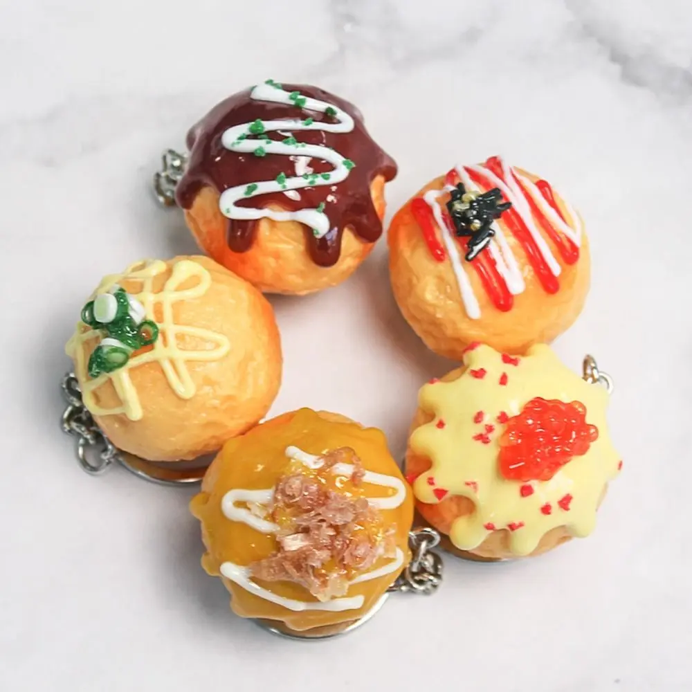Funny Bag Pendant Simulation Food Key Chain Jewelry Accessories Car Keychains Takoyaki Pendant Charms PVC Keychain Couple