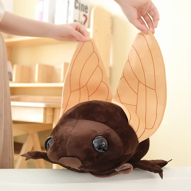 1pc 48CM Simulation Cicada Plush Toys Stuffed Soft Animal Insect Pillow Real Life Bug Plushie Kids Boys Birthday Decor Gift