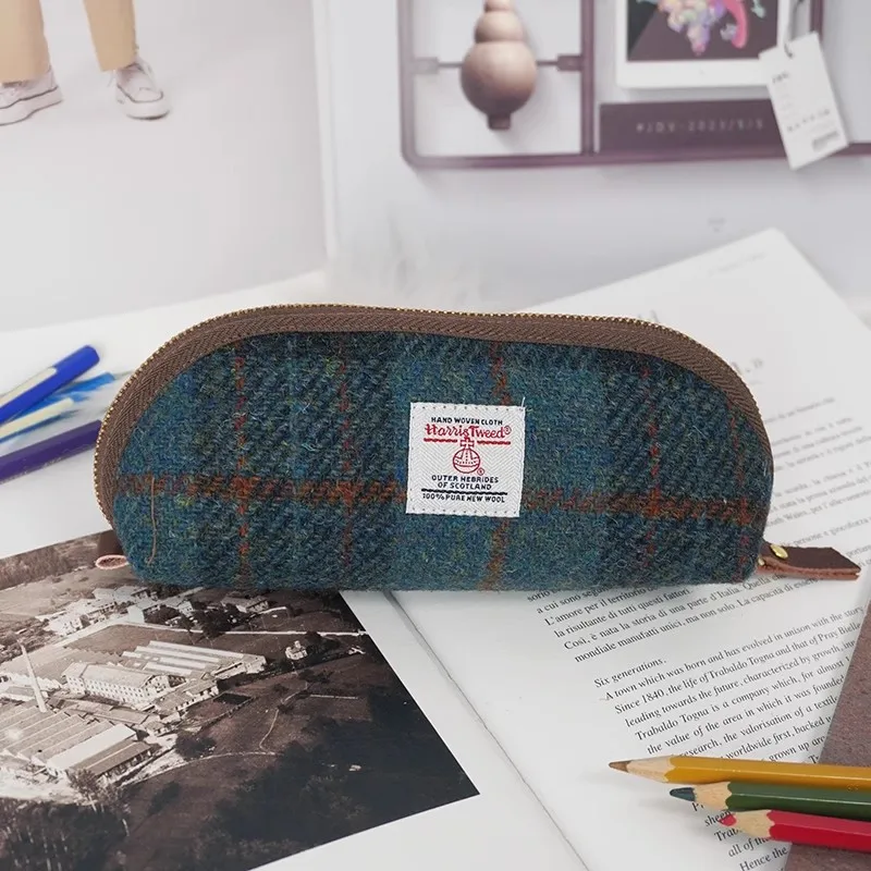 Harris Tweed Pencil Case, Harris Original Large Capacity Multi-functional Stationery Bag, Fountain Pen Pouch