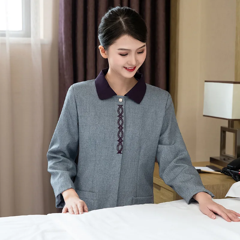 Long Sleeve Cleaning Uniform for Women Hotel Guest Room CleanerPAWorkwear for Property Management Ladies in Autumn and Winter