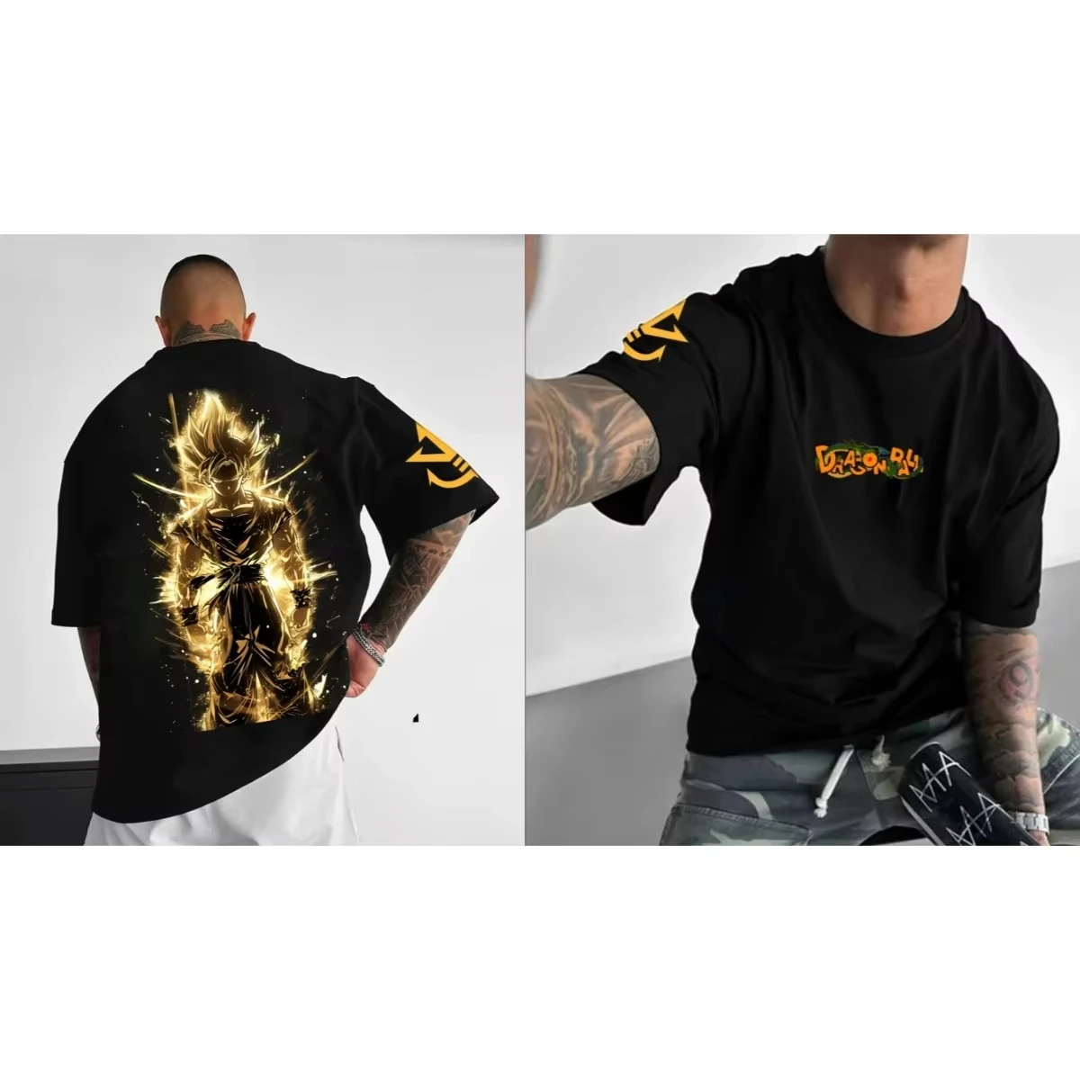 لعبة دراغون بول العصرية عناصر ساخنة سوبر سايان أنيمي تي شيرت مطبوع الرجال والنساء الصيف المشتركة الطرفية الرجعية القمم المد #4