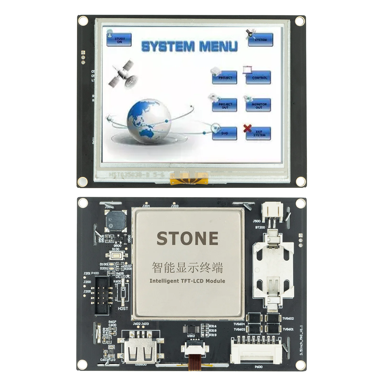 

3.5 Inch Smart TFT LCD Module Intelligent Touch Screen Display Programmable with UART Port for Industrial Use